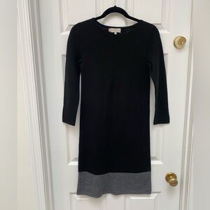 Hobbs London Elegant Black and Gray Wool-Blend Long Sleeve Dress - Size 2